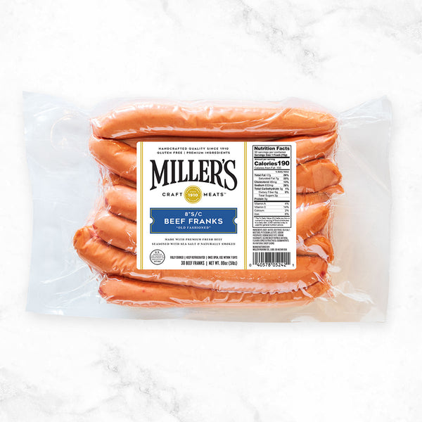 Old Fashioned Beef Frankfurters 8" (two 5lb packs)
